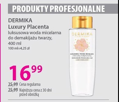 Woda micelarna Dermika luxury placenta promocja w Hebe