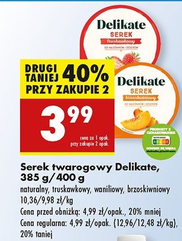 Serek twarogowy brzoskwiniowy Delikate promocja