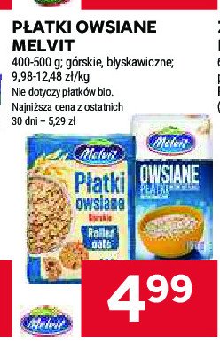 Płatki owsiane błyskawiczne Melvit promocja