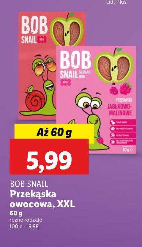 Przekąska jabłkowo- wiśniowe Bob snail promocja w Lidl