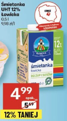 Śmietanka UHT 12% Łowicka promocja w Delikatesy Centrum