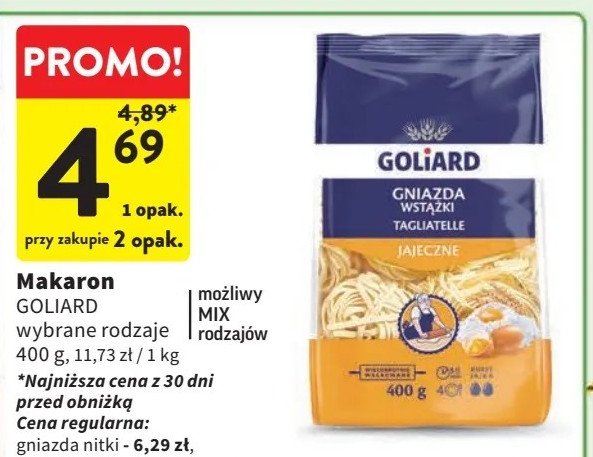 Makaron gniazda nitki Goliard promocja