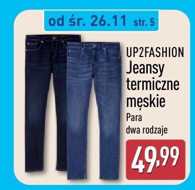 Jeansy termiczne męskie, 2 rodzaje promocja w Aldi