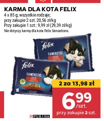 Karma dla kota wołowina i kurczak Purina felix fantastic promocja w Stokrotka