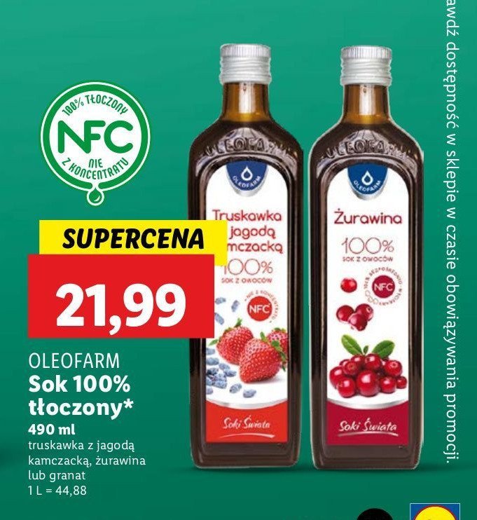 Syrop truskawka z jagodą kamczatką Oleofarm promocja w Lidl