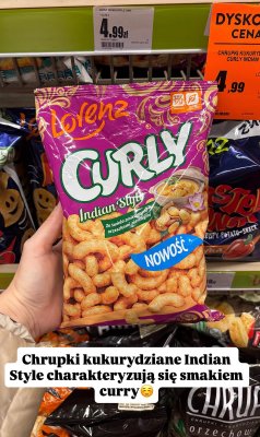 Chrupki kukurydziane Curly Indian Style  promocja w Intermarche