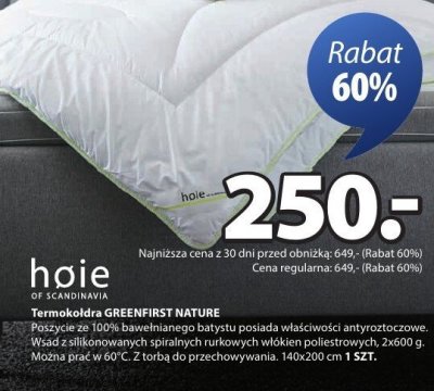 Termokołdra GREENFIRST NATURE promocja w Jysk