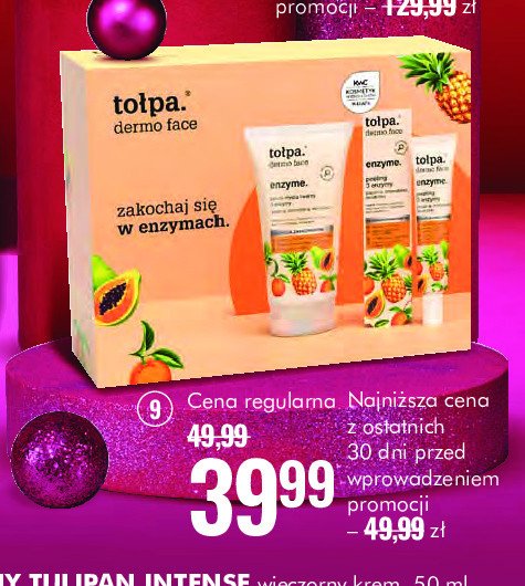 Zestaw w pudełko dermo face żel do mycia twarzy 150 ml + peeling 3 enzymy do twarzy 40 ml Tołpa zestaw promocja