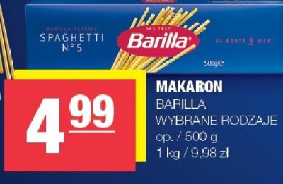 Makaron Barilla różne rodzaje promocja w SPAR