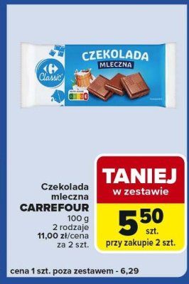 Czekolada mleczna CARREFOUR 100 g 2 rodzaje promocja w Carrefour Express