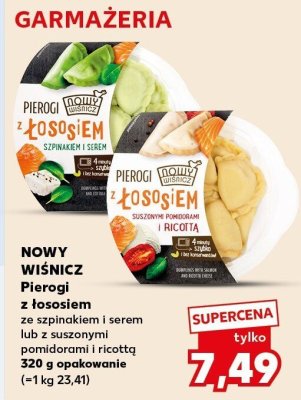 Pierogi Wiśnicz z łososiem ze szpinakiem i serem lub z suszonymi pomidorami i ricottą 320 g opakowanie promocja w Kaufland