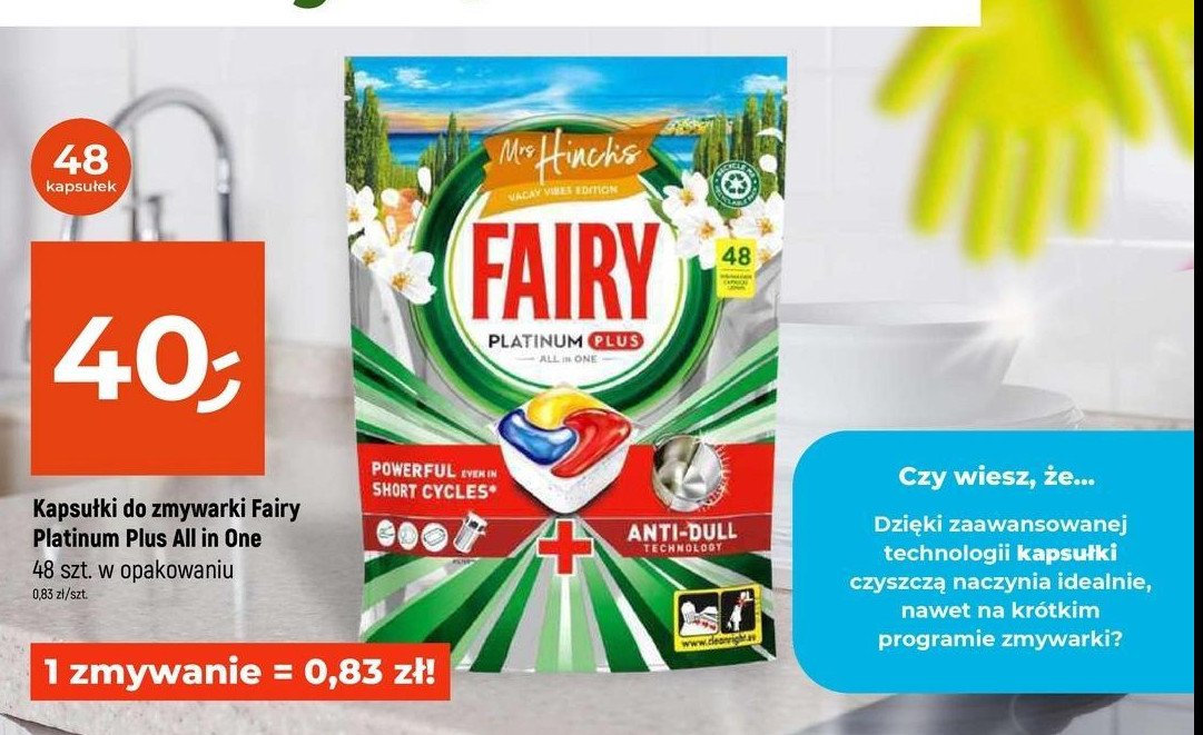 Kapsułki do zmywarki lemon Fairy platinum plus promocja