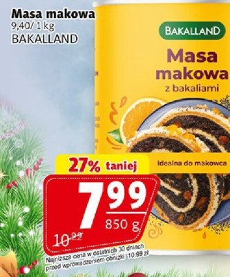 Masa makowa z bakaliami BAKALLAND promocja w Prim Market