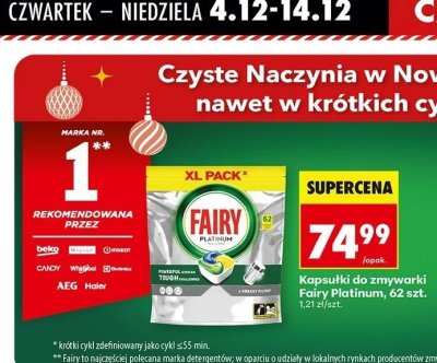 Kapsułki do zmywarki Fairy Platinum 62 szt. promocja w Biedronka