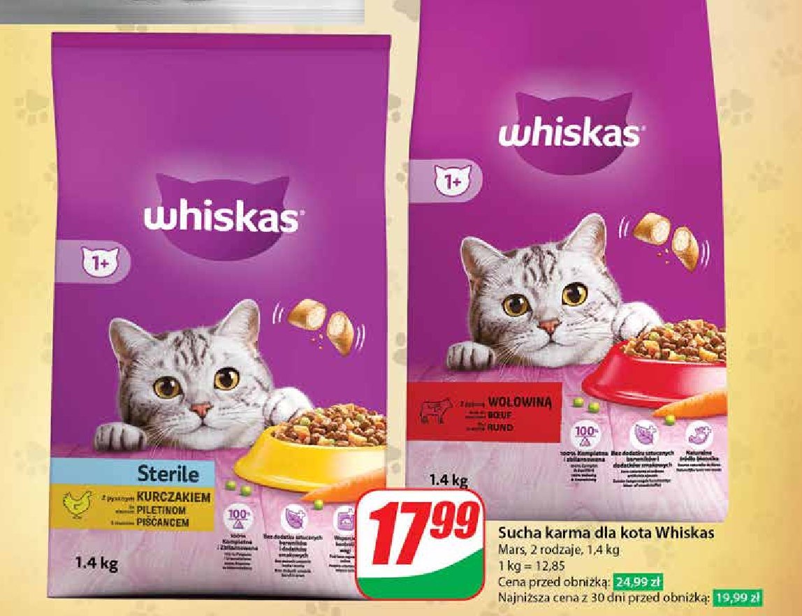 Karma dla kota Whiskas sterile promocja