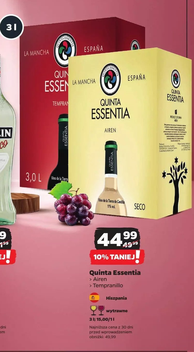 Wino półsłodkie QUINTA ESSENTIA AIREN SECO promocja w Netto