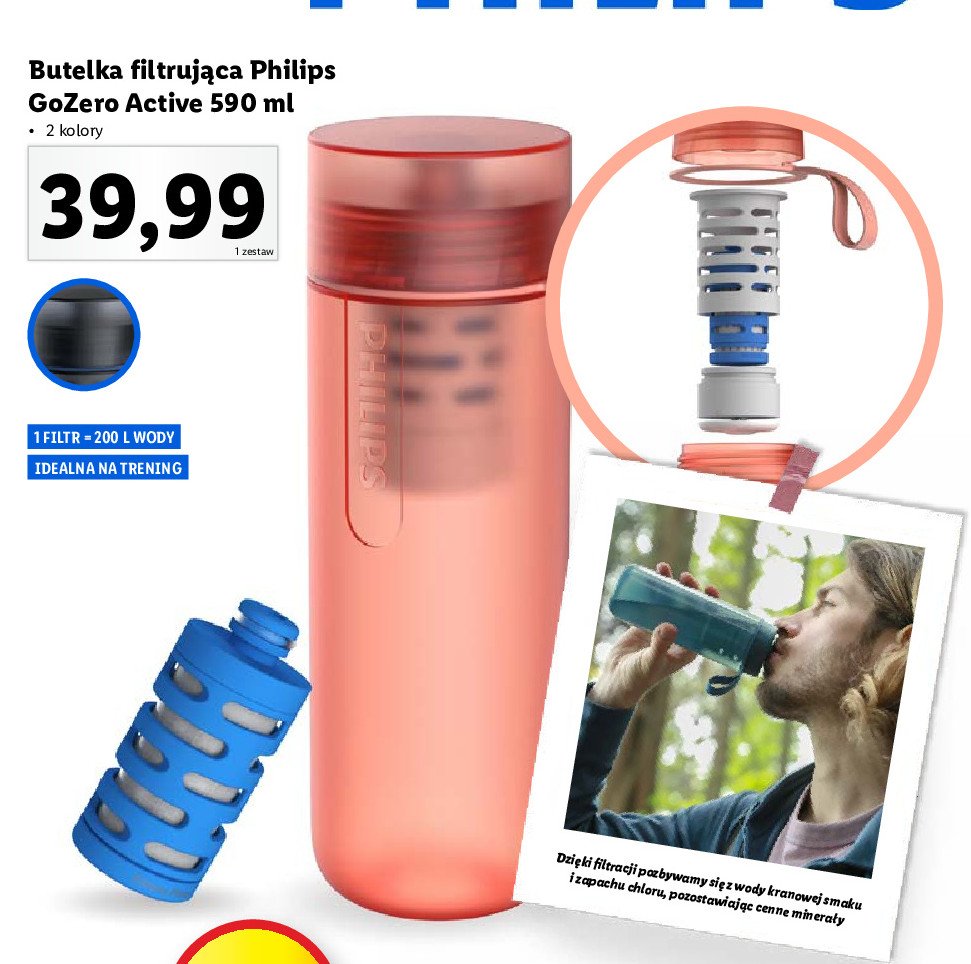 Butelka filtrująca go zero active 590 ml Philips promocja