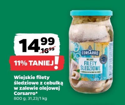 Wiejskie filety śledziowe z cebulką w zalewie olejowej Corsarro promocja w Netto