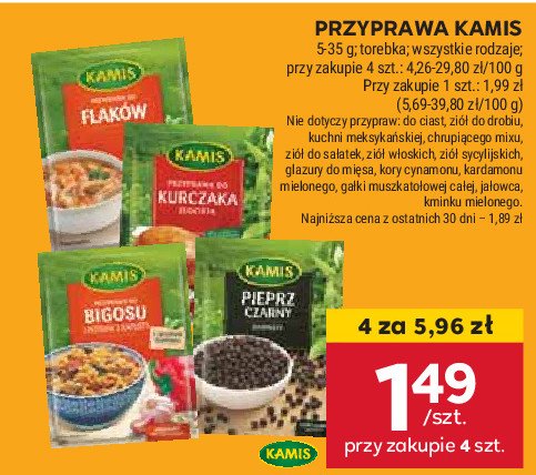 Pieprz czarny ziarnisty Kamis promocja w Stokrotka