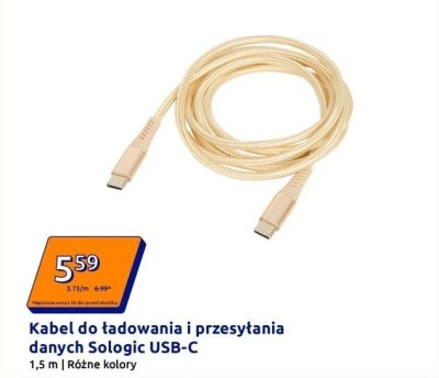 Kabel do ładowania i przesyłania danych USB-C 1,5 m promocja w Action