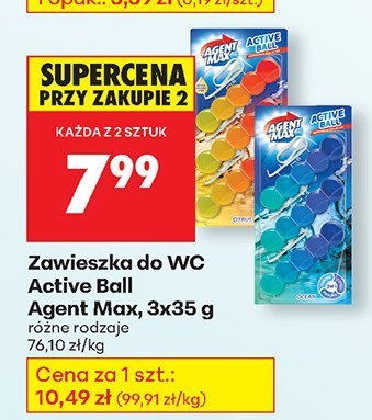 Zawieszka do WC Active Max Agent Max, 3x35 g promocja w Biedronka