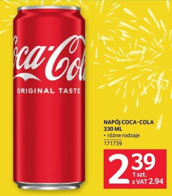 Napój Coca-Cola 330 ml różne rodzaje promocja w Selgros