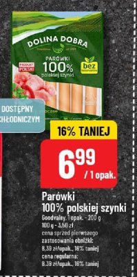 Parówki 100% polskiej szynki Goodvalley promocja w POLOmarket