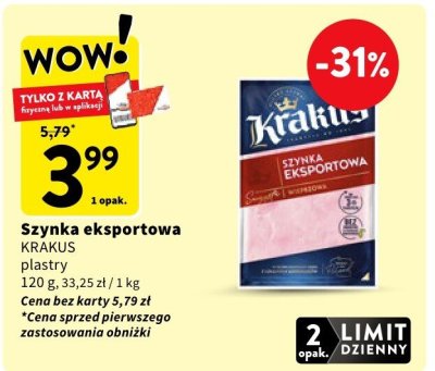 Szynka eksportowa KRAKUS plastry promocja w Intermarche