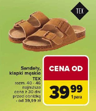 Klapki męskie rozm. 40-46 Tex promocja w Carrefour