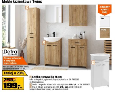 Szafka z umywalką 45 cm Twins promocja w OBI