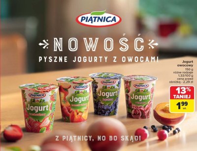 Jogurt owocowy, różne rodzaje Piątnica promocja w Carrefour