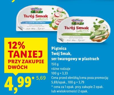 Ser twarogowy Twój Smak w plastrach 150g różne rodzaje promocja w Lidl