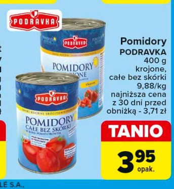 Pomidory całe bez skórki Podravka promocja