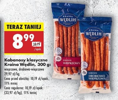 Kabanosy klasyczne drobiowe-wieprzowe Kraina w臋dlin promocja