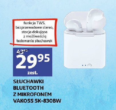 Słuchawki bezprzewodowe sk-830 białe Vakoss promocja