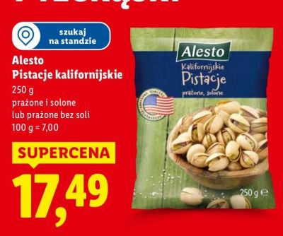 Pistacje kalifornijskie prażone bez soli promocja w Lidl