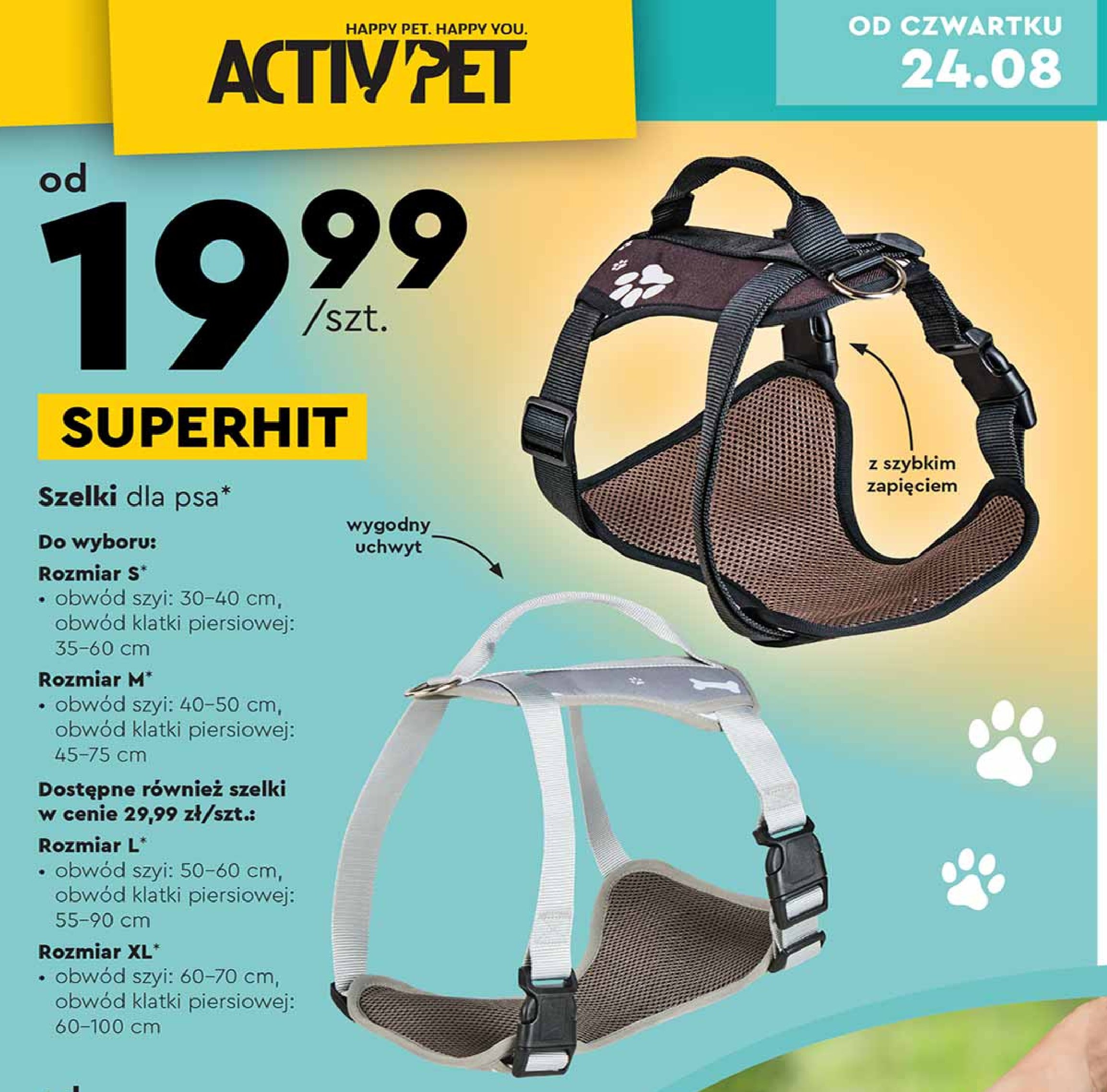 Szelki dla psa 55-90 cm Activ pet promocja