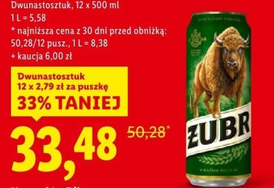 Piwo Żubr 12-pak promocja w Lidl