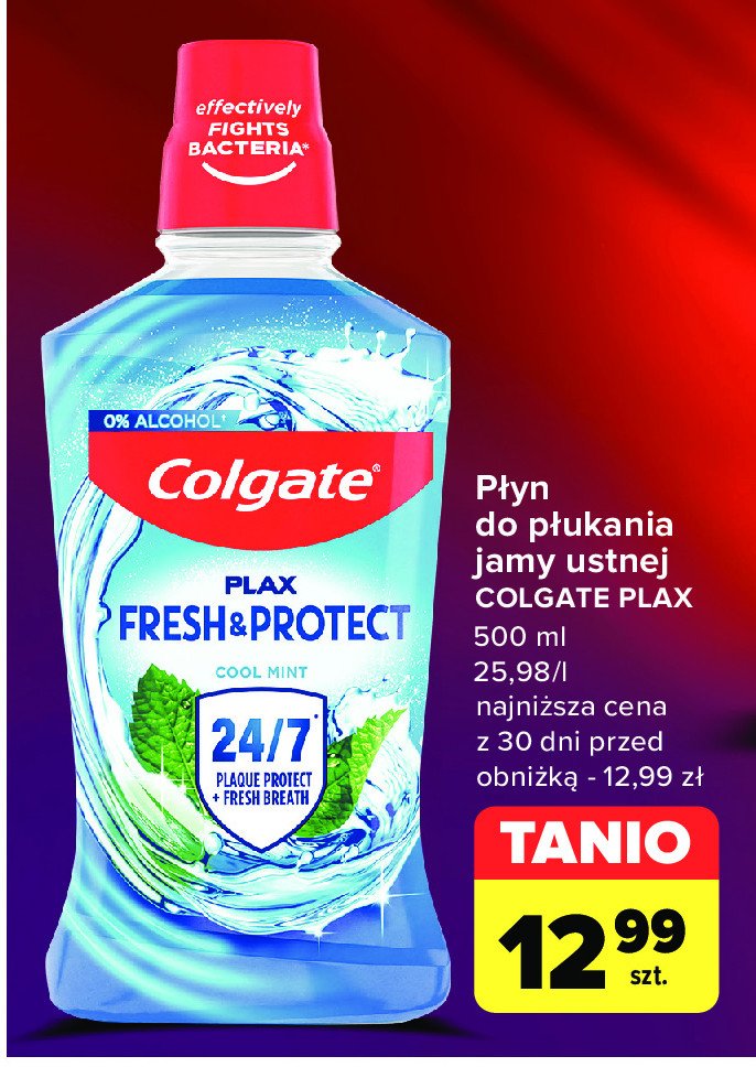 Płyn do ust fresh & protect Colgate plax promocja w Carrefour Market