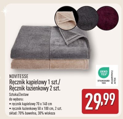 Ręcznik kąpielowy 1 szt./Ręcznik łazienkowy 2 szt. NOVITESSE promocja w Aldi
