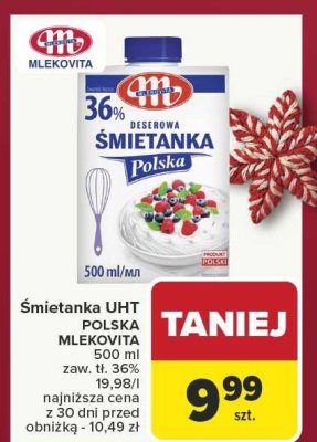 Śmietanka UHT POLSKA MLEKOVITA promocja w Carrefour