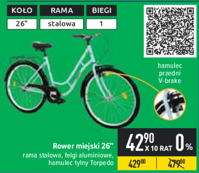 Rower miejski 26" hamulec przedni v-brake promocja