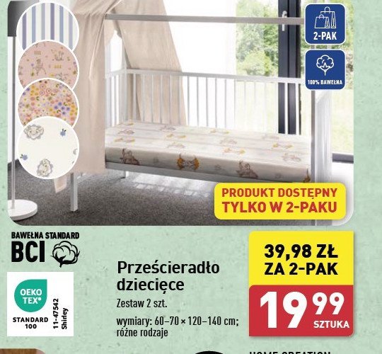 Prześcieradło dziecięce 70 x 140 cm promocja