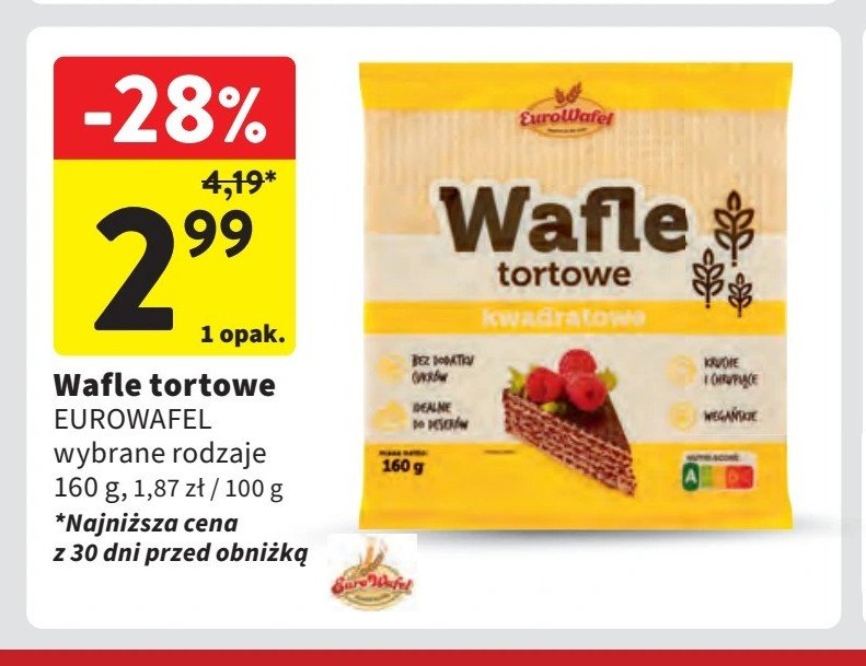 Wafle tortowe kwadratowe Eurowafel promocja