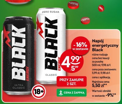 Napój energetyczny Black, różne rodzaje promocja w Żabka