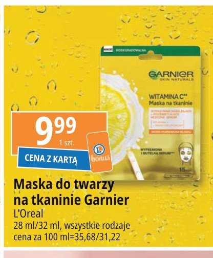 Maseczka w płachcie z witaminą c Garnier skin naturals promocja