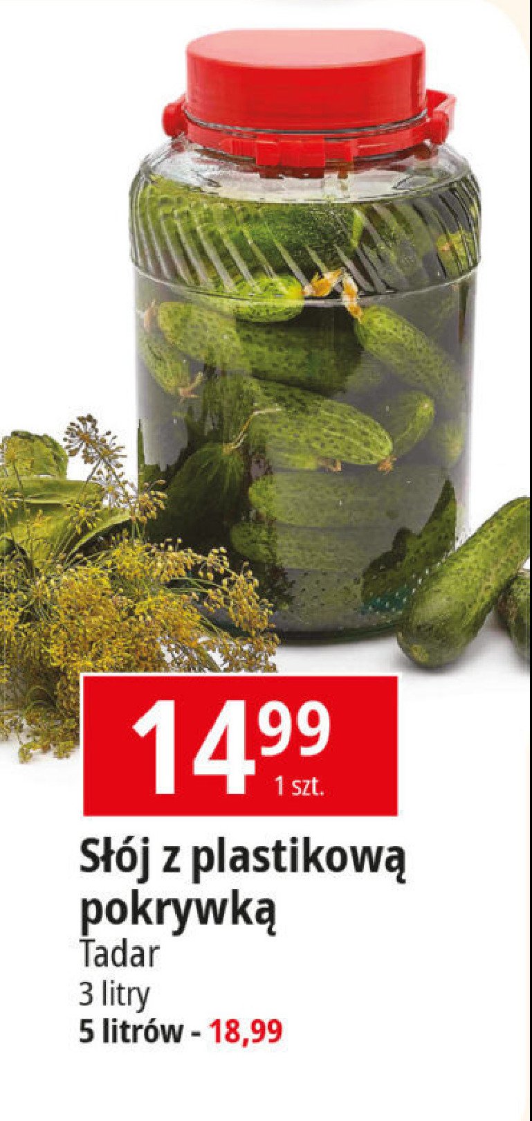 Słoik z plastikową nakrętką 5 l Tadar promocja