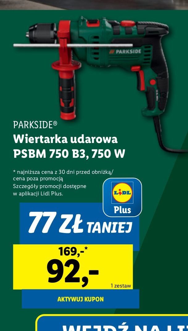 Wiertarka udarowa 750 w Parkside promocja w Lidl