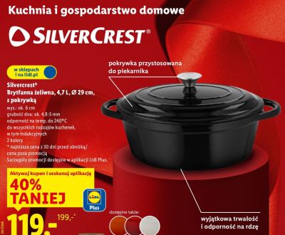 Brytfanna żeliwna 29 cm z pokrywką promocja w Lidl