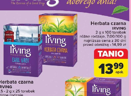 Herbata Irving promocja